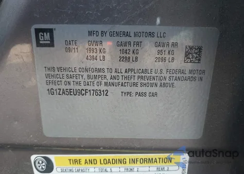 2012 Chevrolet Malibu Ls from USA, damaged, VIN 1G1ZA5EU9CF176312
